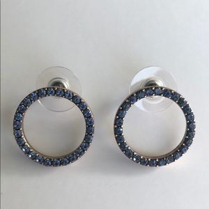 J. Crew Circle Crystal studs earrings Blue.